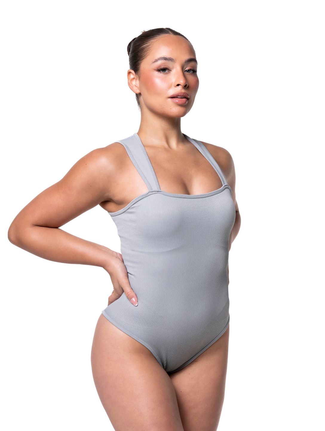 Ribbed Square Neck Shapewear Bodysuit