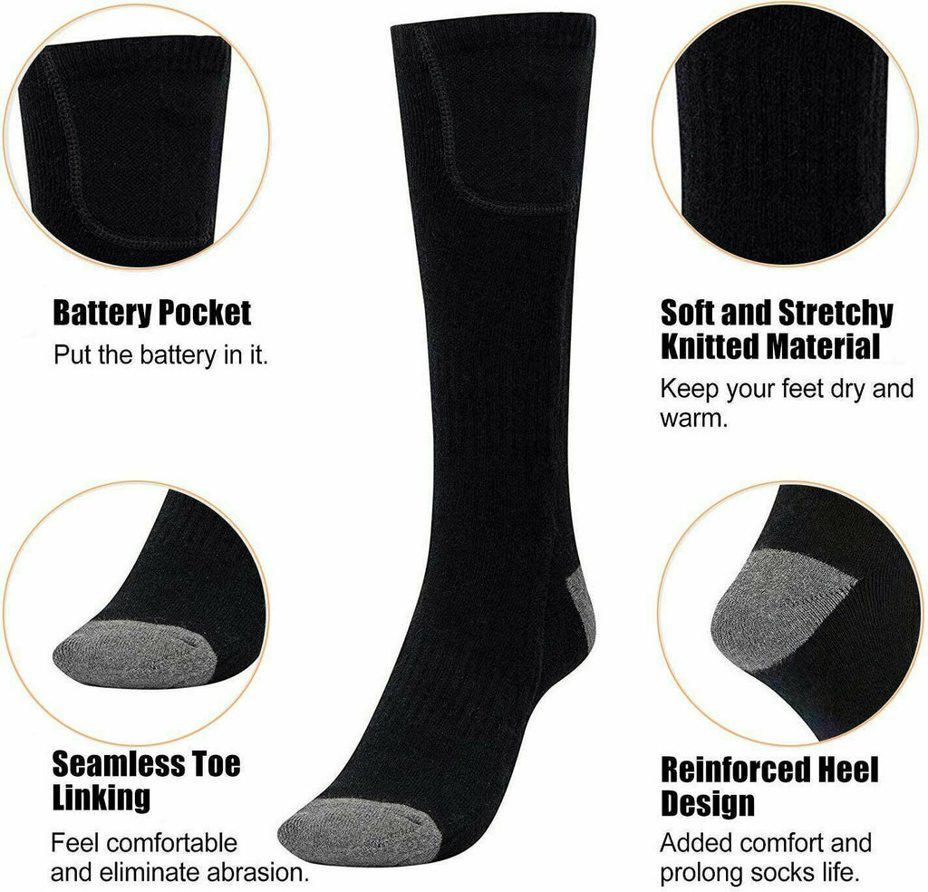Elastic Comfortable Water Resistant Electric Warm Toes Rechargeable Heated Socks - Three Modes Electric Battery Operated Winter Socks-AVARATI